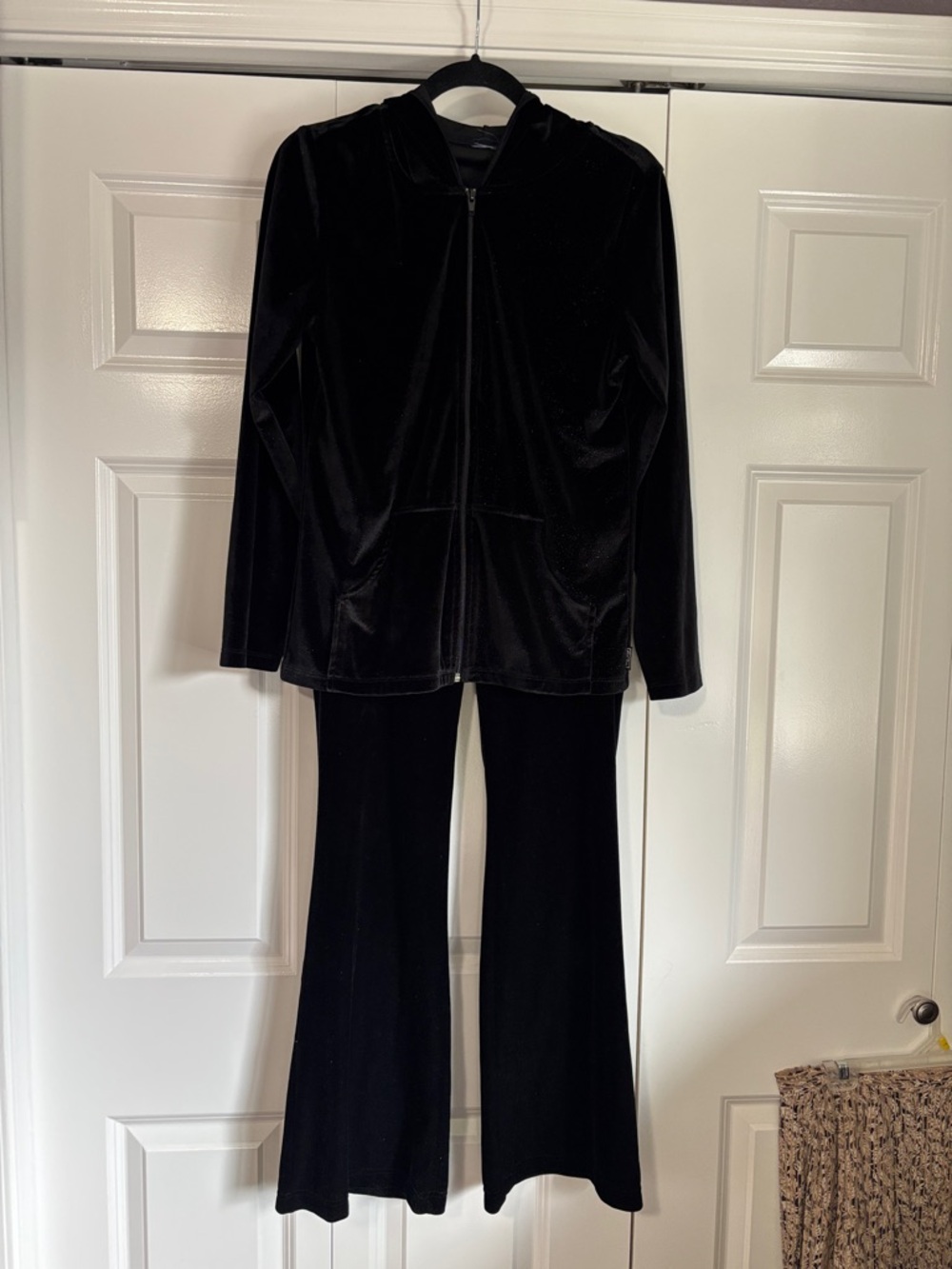 Black Velvet Zip-Front Women's Pants Set